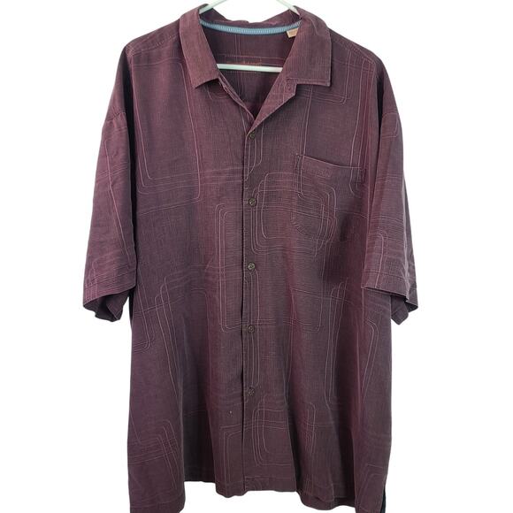 Tommy Bahama Beach Hawaiian Abstract Silk Short Sleeve Textured Shirt XXL - Picture 2 of 5